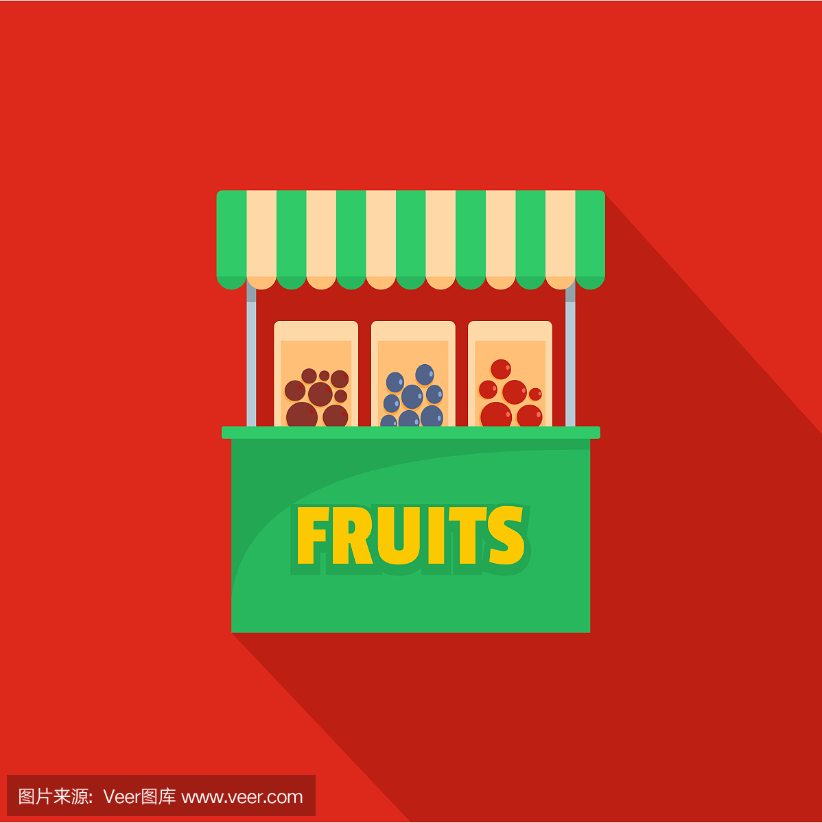 水果销售图标,扁平化风格。