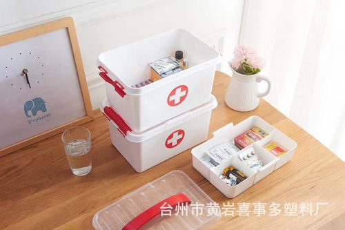 批发家用塑料医药箱子家庭保健小药箱手提式收纳小箱子便携药箱